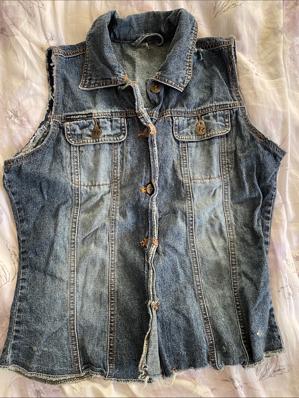 Rampage Women's Denim Vest in Faded Blue